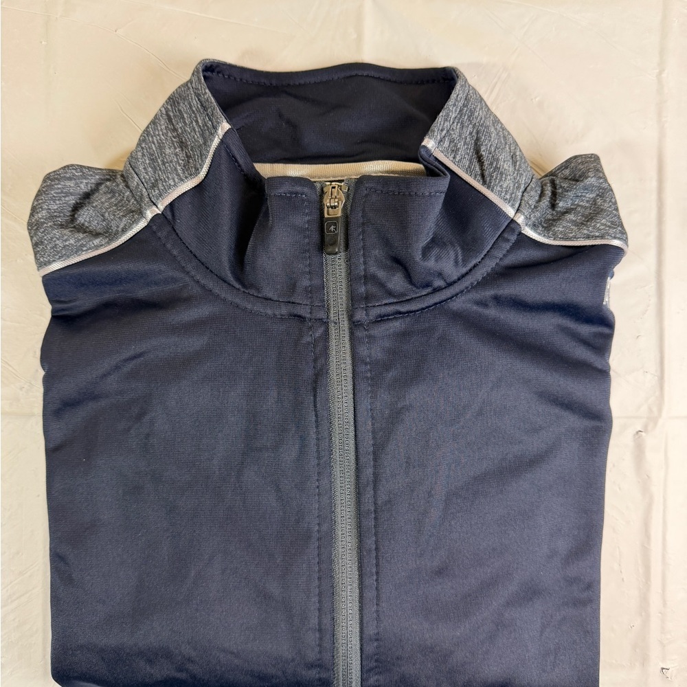 And1‎ Navy Blue Lightweight Zip-Up Shirt Jacket with Heather Gray Accents